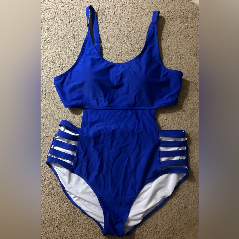 Women’s Royal Blue One-Piece Swimsuit with Side Strap Detail